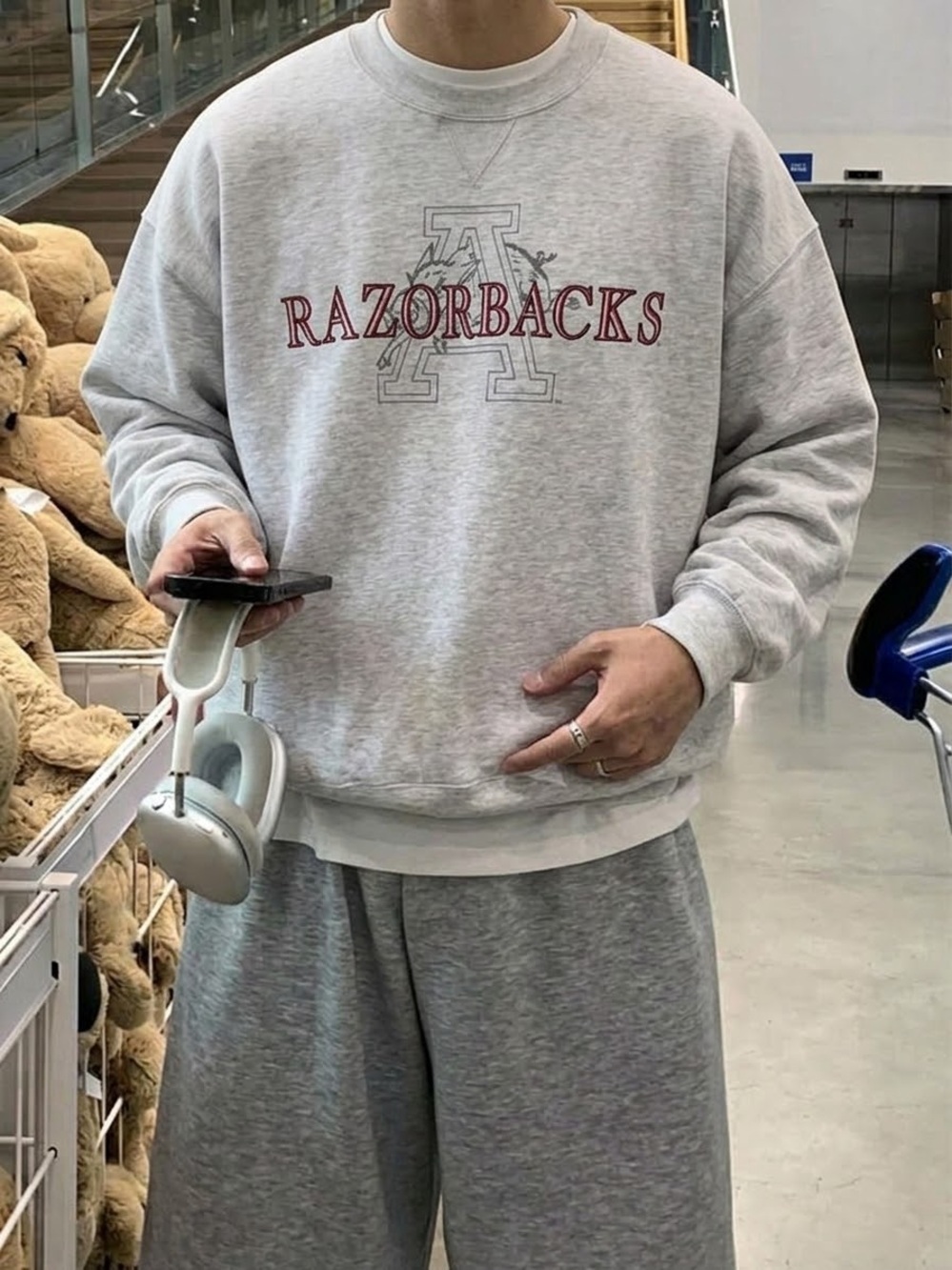Vintage Arkansas Razorbacks Sweatshirt Heather Grey Men’s Size Medium